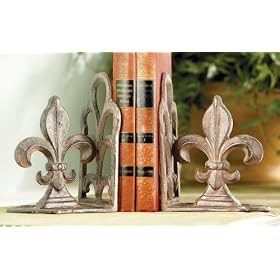 Pack of 8 Decorative Cast Iron Fleur De Lis Bookends by CC Home Furnishings