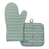 DwellStudio for Target Regency Pot Holder and Oven Mitt Set - Blue/ Cream
