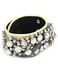 RAIN Gold Leather Bracelet with Crystal Chains