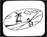 Decorated Mouse Pad with "black and white", rural, men, Europe, Netherlands, pastoral, grass, clouds, Belgium, windmill, field