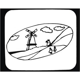 Decorated Mouse Pad with "black and white", rural, men, Europe, Netherlands, pastoral, grass, clouds, Belgium, windmill, field