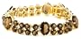 Yellow Gold Plated Sterling Silver Smoky Quartz Oval and Round-Cut Bracelet, 8"