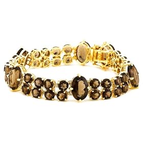 Yellow Gold Overlay Sterling Silver Smoky Quartz Oval and Round-Cut Bracelet,... by Amazon.com Collection