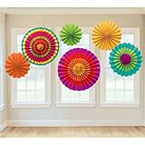 Amscan Fiesta Paper Fan Decorations (Set of 6)