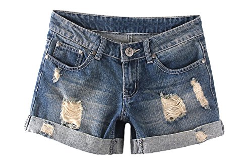 Generic Womens Summer Faded Crimping Ripped Jeans Shorts