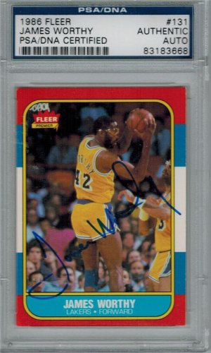 James Worthy Autographed/Hand Signed Lakers 1986 Fleer Rookie Card #131 - PSA