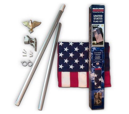 (Price/each)Valley Forge Boxed U.S. Flag Kit With Spinning Pole