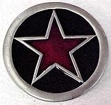 Solid Pewter & Enamel Red Star Belt Buckle Rockabilly