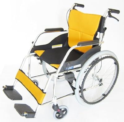 新発売 【デライト】 シトラスオレンジ 上質でスタイリッシュな車椅子【軽量】【自走式】【アルミ】【車椅子】【ノーパンクタイヤ】【駐車＆介助ブレーキ付き】【折りたたみ式】【背折れ】【車イス】【D101-AY】【送料無料】