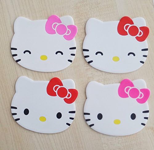 Pinaniu Hello Kitty Head Bow Shape Cup Mat Cute Carton Silicone Rubber Coaster for Wine, Glass, Tea Best Housewarming Beverage, Drink, Beer, Bar Kitchen Decor