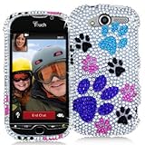 HTC MYTOUCH 4G BRAND PREMIUM FULL DIAMOND PROTECTOR CASE - COLORFUL DOG PAW ....