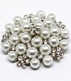 Gorgeous White Faux Pearl Flower Crystal Brooch /Pin /Pendant