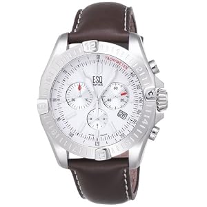 ESQ by Movado STRATUS brown leather strap white dial watch #07301347