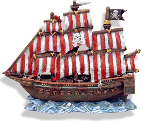 Exotic Environments Pirate Clipper Ship Aquarium Ornament, 10-Inch by 4-1/2-Inch by 10-Inch