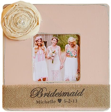 Personalized Bridesmaid Picture Frame with Name and Date - Choose Size, Color & Embellishment