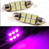 36mm Festoon 6 LEDs SMD LED Bulb PINK for 3021 DE3021 6411 6413 6418 DE3423 DE3425... 