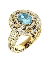 14K Yellow Gold 8.00x6.00mm Oval Cut Mozambique Blue Paraiba Tourmaline and Diamond Ring -- LIFETIME WARRANTY