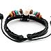 November's Chopin (TM) Unique Colorful Beads Wood Multistrand Leather Adjustable Wrap Bracelet (Black)