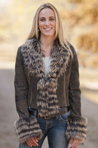 Womens Zoe Shearling Sheepskin Fur Trim