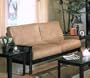 Sofa Couch with Wooden Frame Warm Brown Microfiber