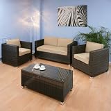 Rattan 4 piece suite/Sofa Set conservatory Brown/Beige