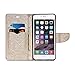 GMYLE iPhone 6 Plus Case, Wallet Case Classic for iPhone 6 (5.5 inch Display) - Champagne Gold Natural Silk Pattern PU Leather Slim Stand Case Cover (with 2 card slots and and money pocket)