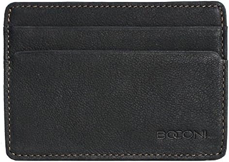 Boconi Camel Leather Leon Weekender ID Card Case Wallet W/ Green Plaid