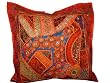 Beaded Zardozi Vintage Sari Decorative Red Floor Pillow Cushion Covers