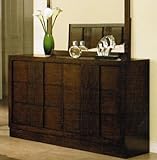 Bedroom Dresser with Vertical Line Carving in Brown Finish
