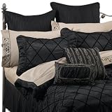 BELLA 8PC Bed in a Bag BEDSPREAD SET w/ 250TC Sheets Set, Queen, Black