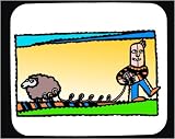 Mouse Pad with man, wool, carrying, human, body, individuals, yarn, individual, persons, humans, people, sheep, person
