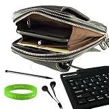 Great Offer! Authentic Leather (100% Real, Guaranteed!) Messenger Bag for Kindle + Vangoddy Live*Laugh*Love Wristband, Bluetooth Wireless Keyboard, Dual-Sided Stylus Pen and Compatible Earbud Headphones