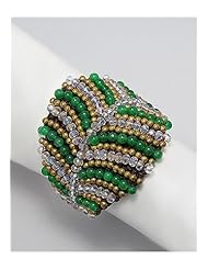 Cotton Waxed Thread Natural Stone Bracelet In Brass