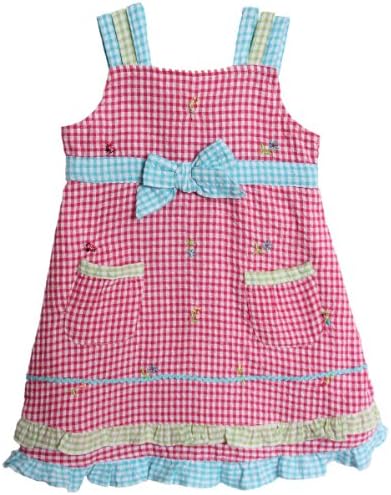 BT Kids Baby Girls' 1 Piece Pink Blue Seersucker Sundress Dress Petticoat