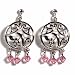 Sterling Silver Earrings with Pink CZ - Size: 33mm