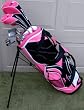 Ladies Left Handed Complete Golf Clubs Womens Set LH Drivers, Hybrid, Irons, Putter, Wedge, Bag Womens Pink Lady Golf