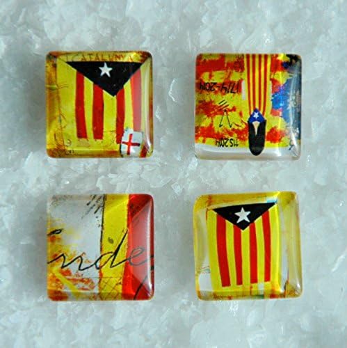 Catalonia Symbols Square Popper Noosa Snap Charm Catalunya Flag Patterns Chunk Interchangeable Button Jewelry. The Price is for one unit.