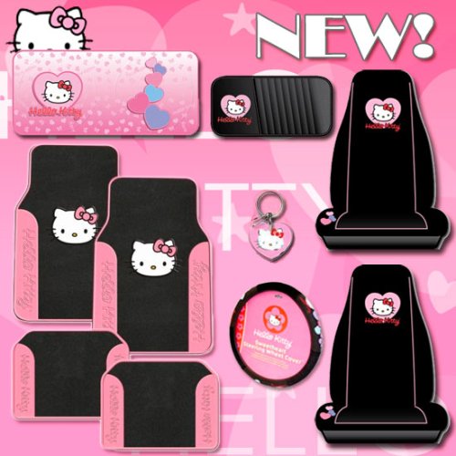10pc Hello Kitty Car Accessories Set with New Design Mats