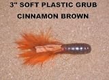 3 Soft Plastic Grubs - (15 Pack) Cinnamon with various tail colors