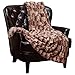 Chanasya Super Soft Cozy Sherpa Fuzzy Fur Warm Brown Ivory Throw Blanket - Box Embossed Fur Pattern