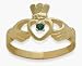 Ladies 10 Karat Yellow Gold Emerald Claddagh Ring
