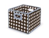 Badger Basket Folding Nursery Basket/Storage Cube, Brown Dot/Blue