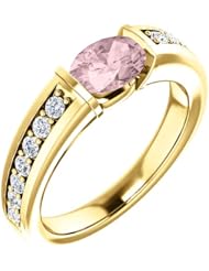 18K Yellow Gold 7.00x5.00mm Oval Cut Morganite and Diamond Ring -- LIFETIME WARRANTY