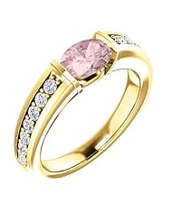 14K Yellow Gold 7.00x5.00mm Oval Cut Morganite and Diamond Ring -- LIFETIME WARRANTY