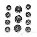 Set of 11 Dark Gray Modern Burnt-Edge Suit Buttons, Made in Italy