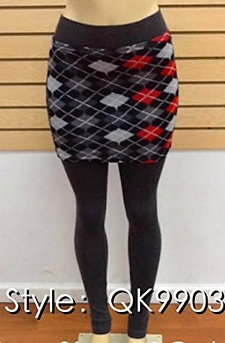 New Women Gray Leggings with Attached Energetic Fashion Pattern Skirt Sexy Warm Pants