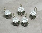 Spanish Rose Hand-Painted Pearl White Resin Shower Hooks