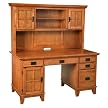 Arts and Crafts Pedestal Desk and Hutch - Cottage Oak