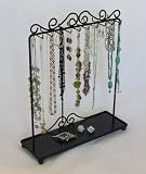 Angelynn's Jewelry Tree C2 ~ Necklace & Earring Holder, Jewelry Organizer Storage Rack, Metal Jewelry Display Stand (JTC2-Black)