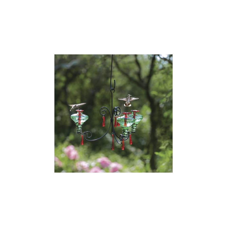 Parasol Blown Glass Hummingbird Feeder Chandelier 3 Port 3